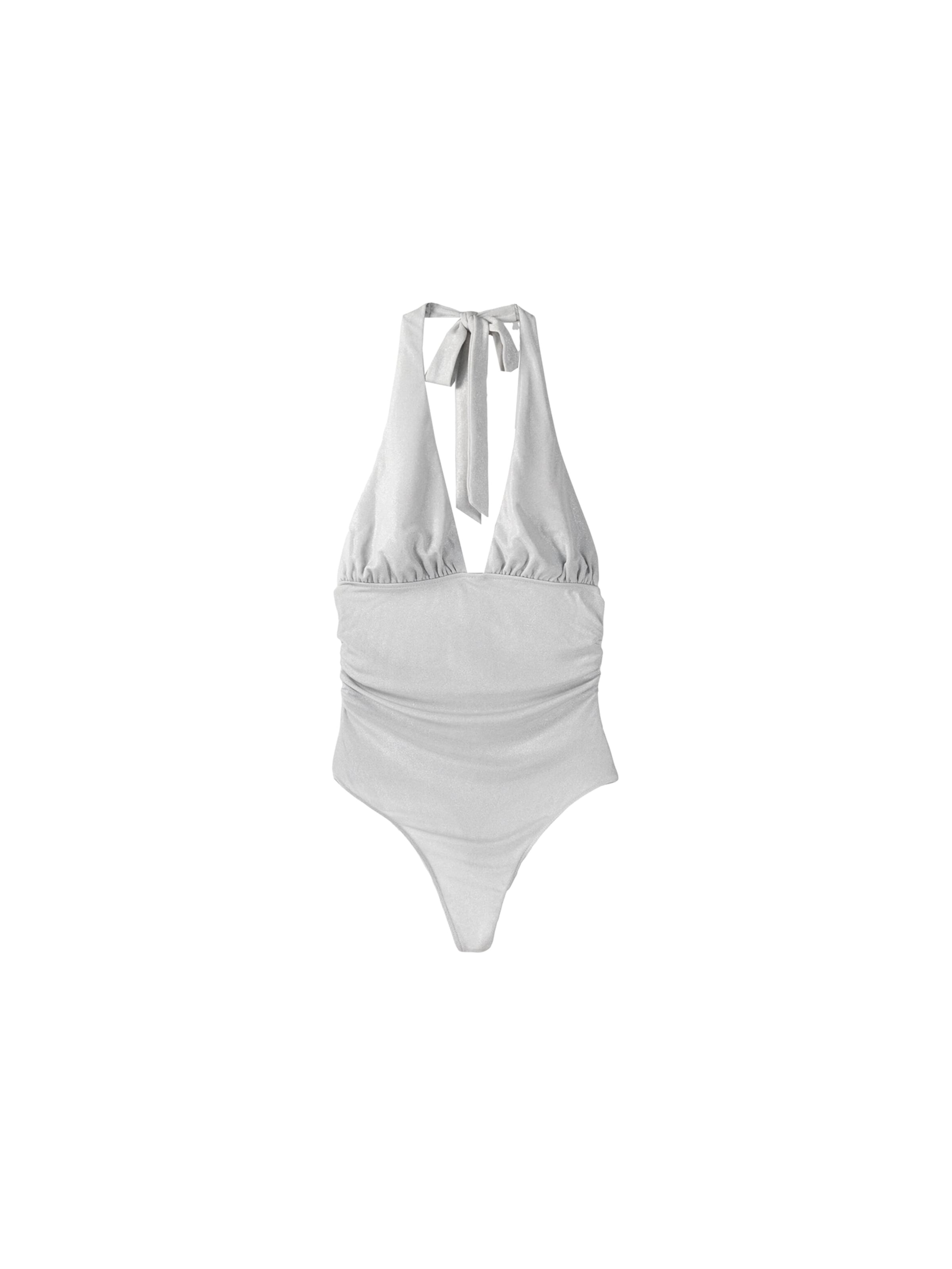 Tricou body de la Bershka pe argintiu: față