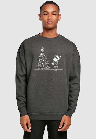 Felpa 'Christmas Cute Kid' di Merchcode in grigio: frontale