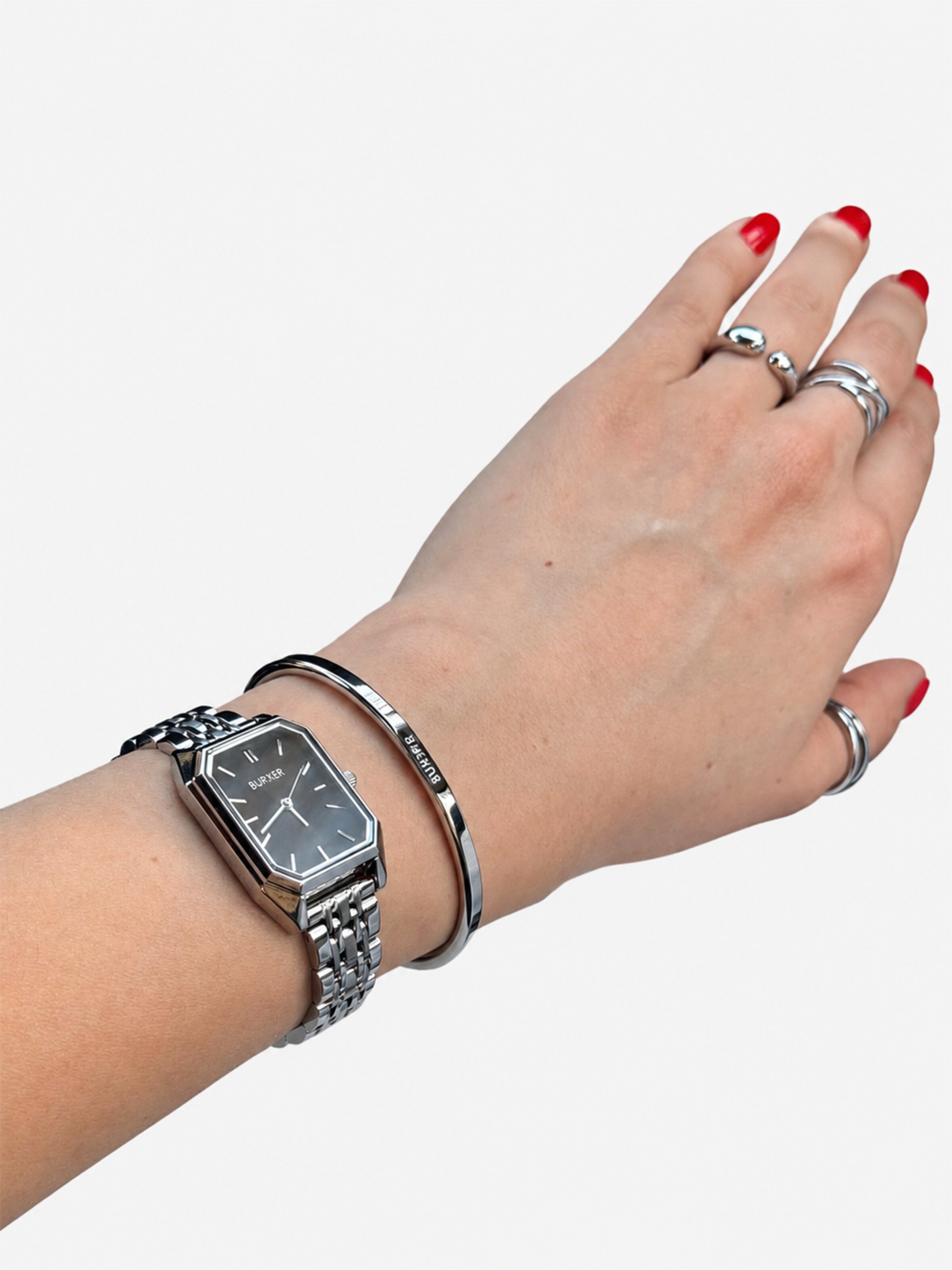 Orologio analogico 'Isabell Silver Black' di BURKER Watches in argento: frontale