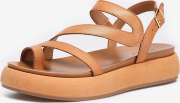 INUOVO Strap Sandals in Brown: front