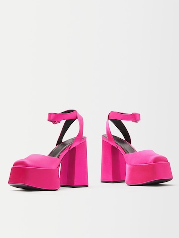 Bershka Дамски обувки на ток с отворена пета в розово
