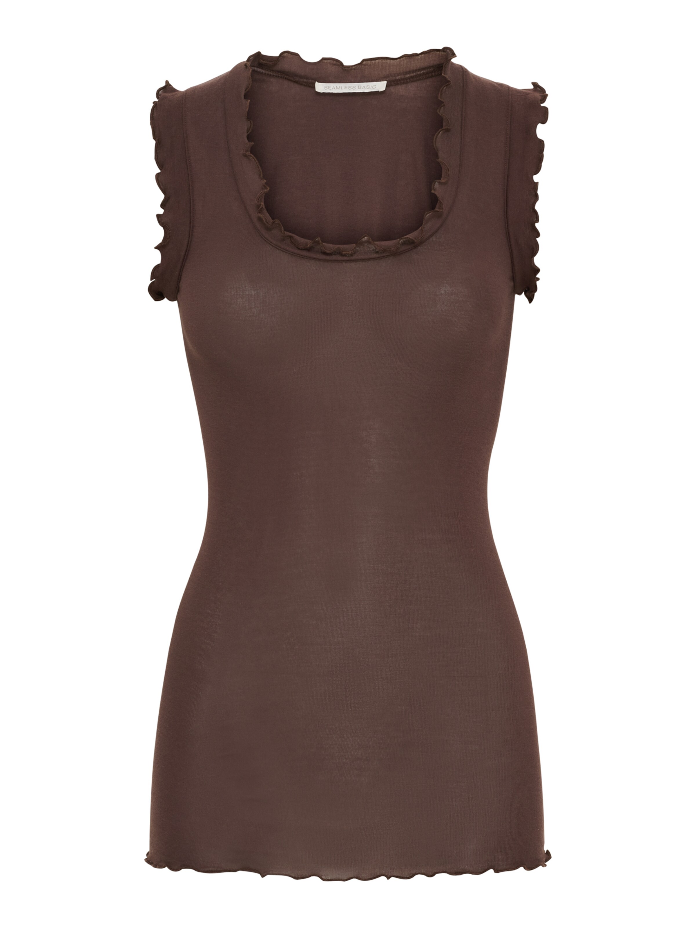 Seamless Basic Top 'Flounce' in Braun: Vorderseite