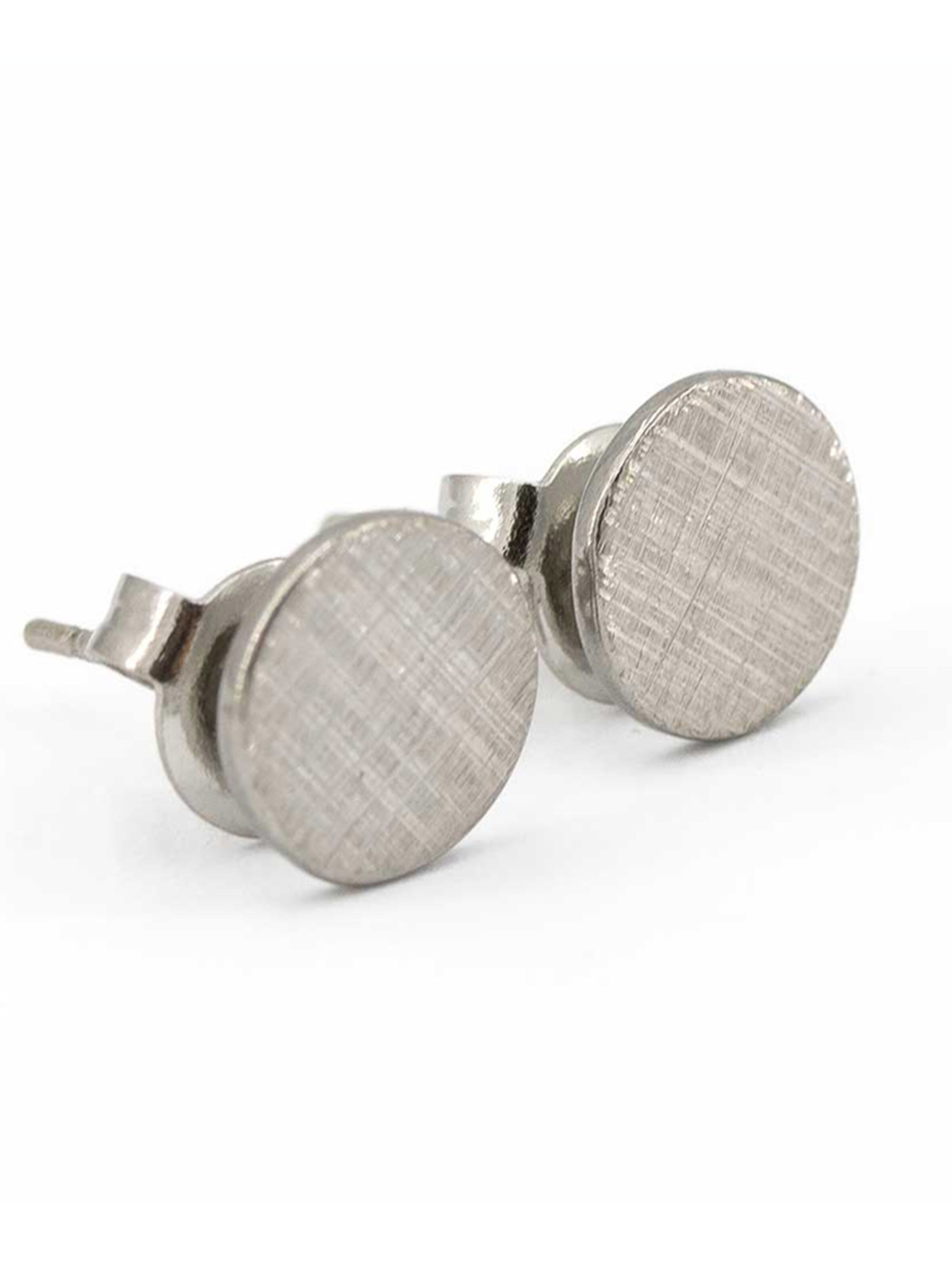 Sergio Engel Ohrringe 'Pura Ohrring 08 Minimalistische Edelstahlstecker in 3 Farben mit gekratzter Oberfläche'‌ in Silber: Vorderseite