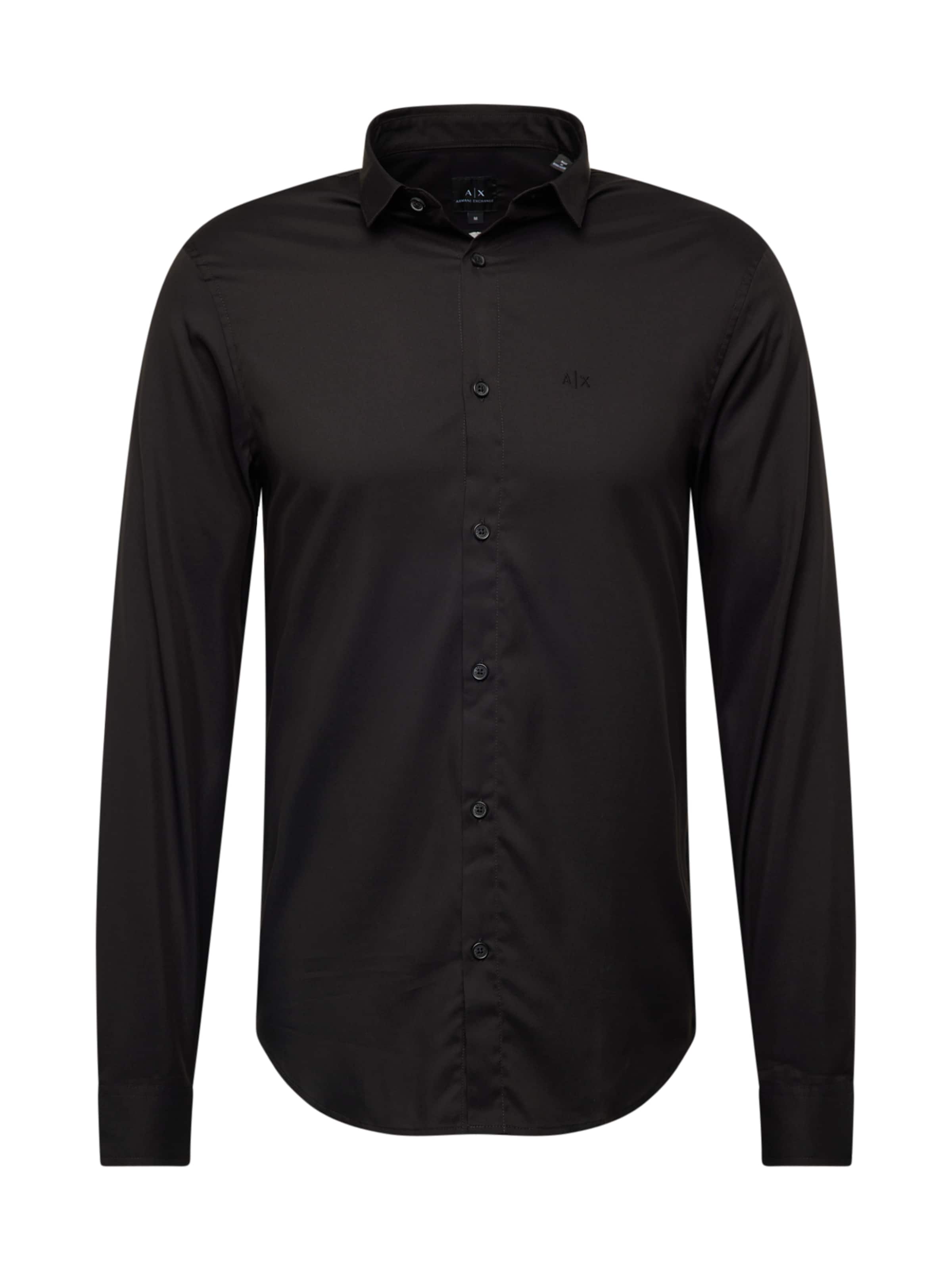 ARMANI EXCHANGE Slim fit Zakelijk overhemd in Zwart: voorkant
