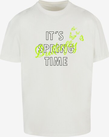 Merchcode T-Shirt 'Its Spring Time' in Weiß: predná strana
