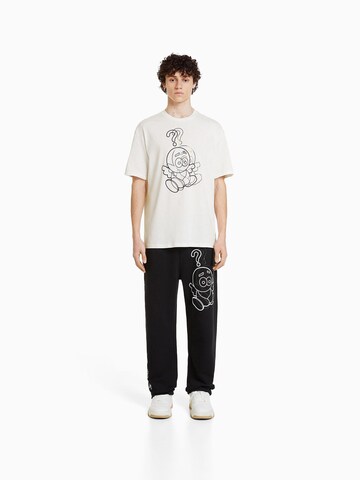 Bershka Wide Leg Hose in Schwarz
