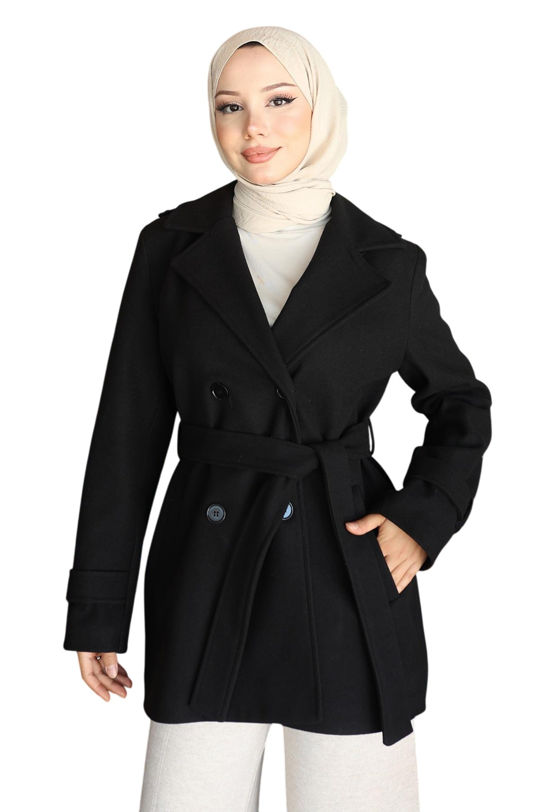 MODAMIHRAM Between-seasons coat in Black: front