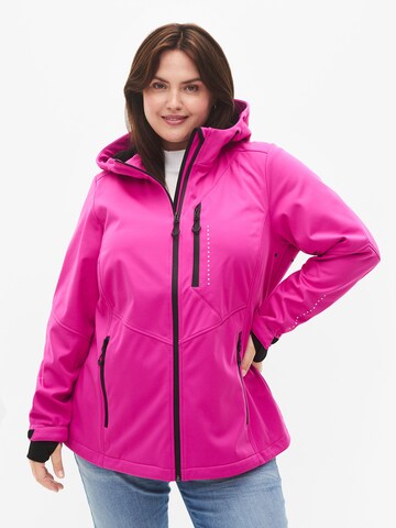 Zizzi Weatherproof jacket 'KALUKA' in Pink: front