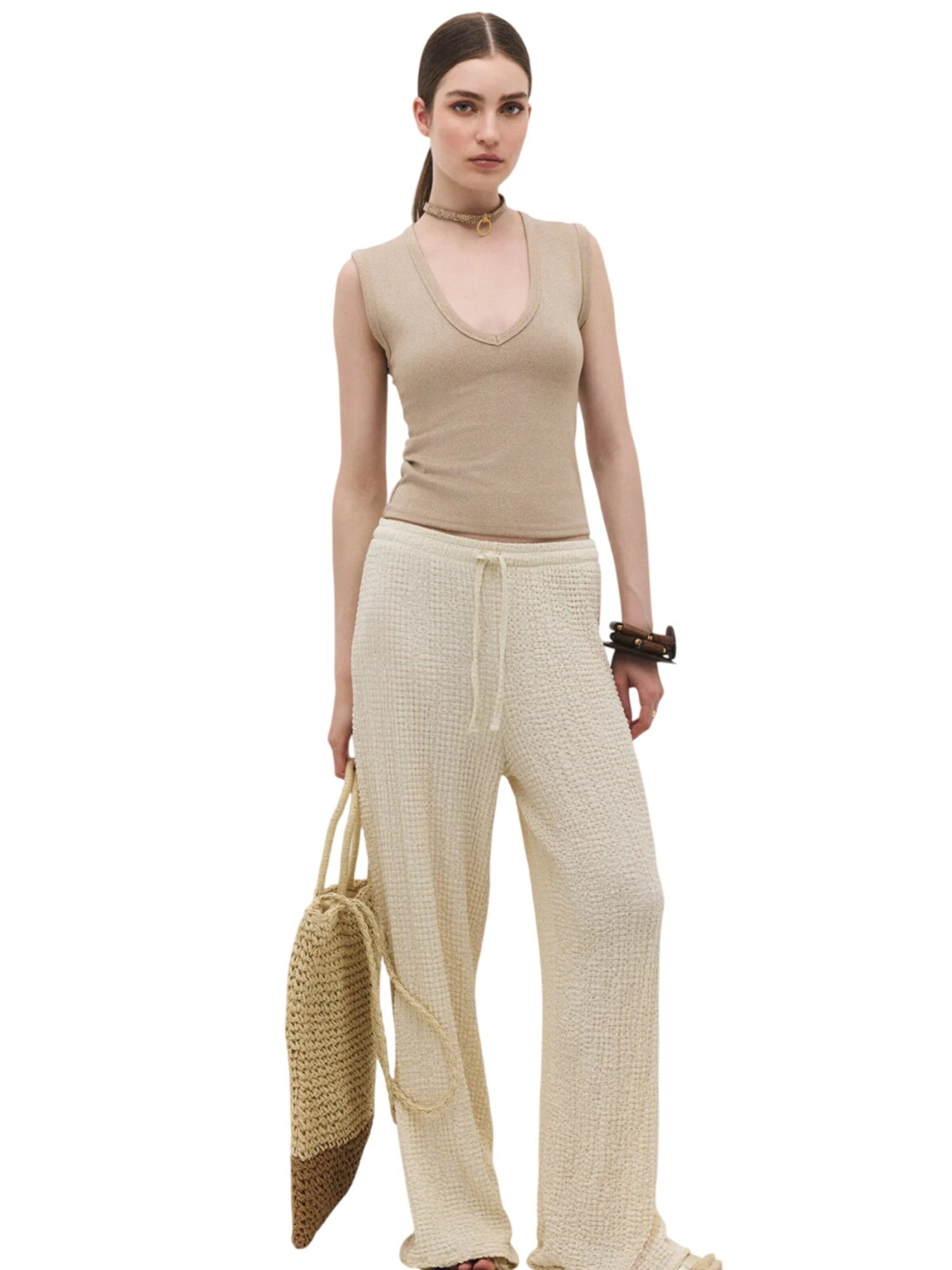 No Matter What Regular Broek in Beige: voorkant