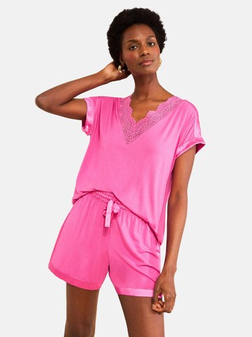 love & roses - Pijama de pantalón corto en rosa: frente