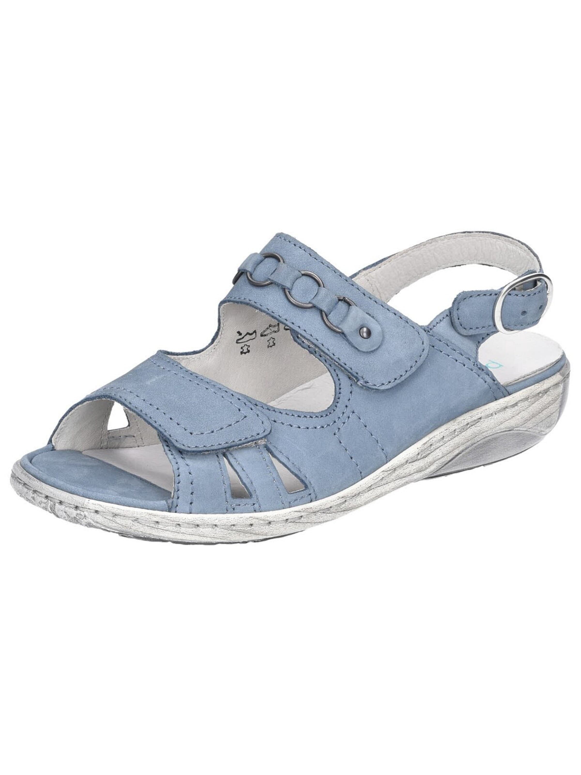WALDLÄUFER Sandal 'Komfort Sandale Damen 210004-191/263 Echtleder in blau' i blå: framsida