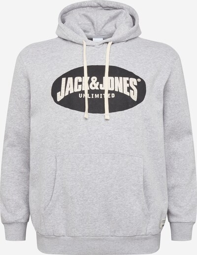 Jack & Jones Plus Sweater majica 'History' u siva melange / crna / bijela, Pregled proizvoda