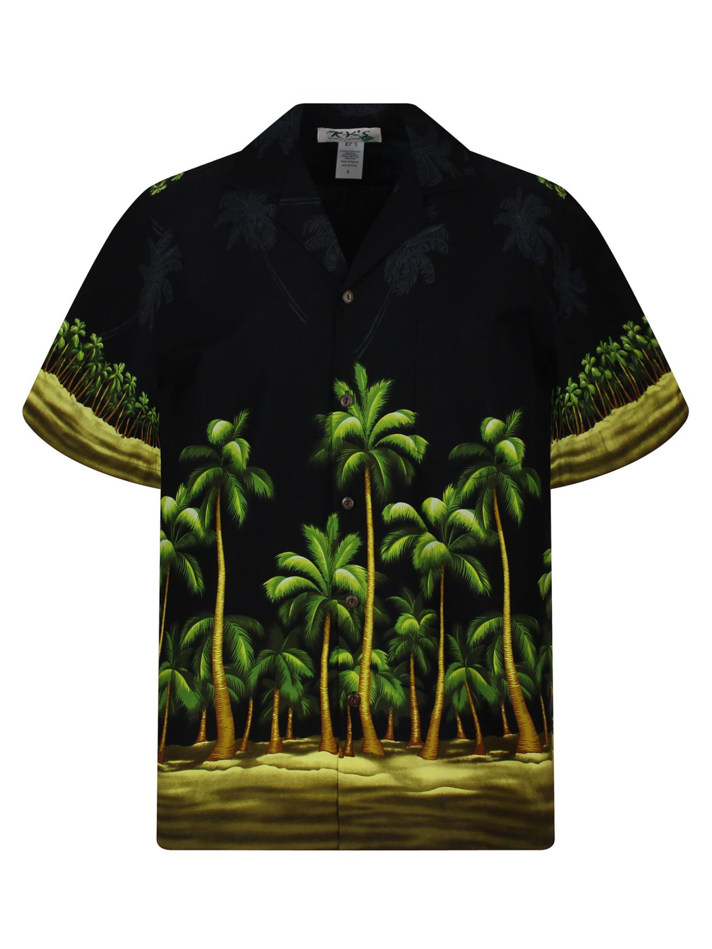 KY's Regular fit Button Up Shirt 'Grüner Palmenwald' in Black: front