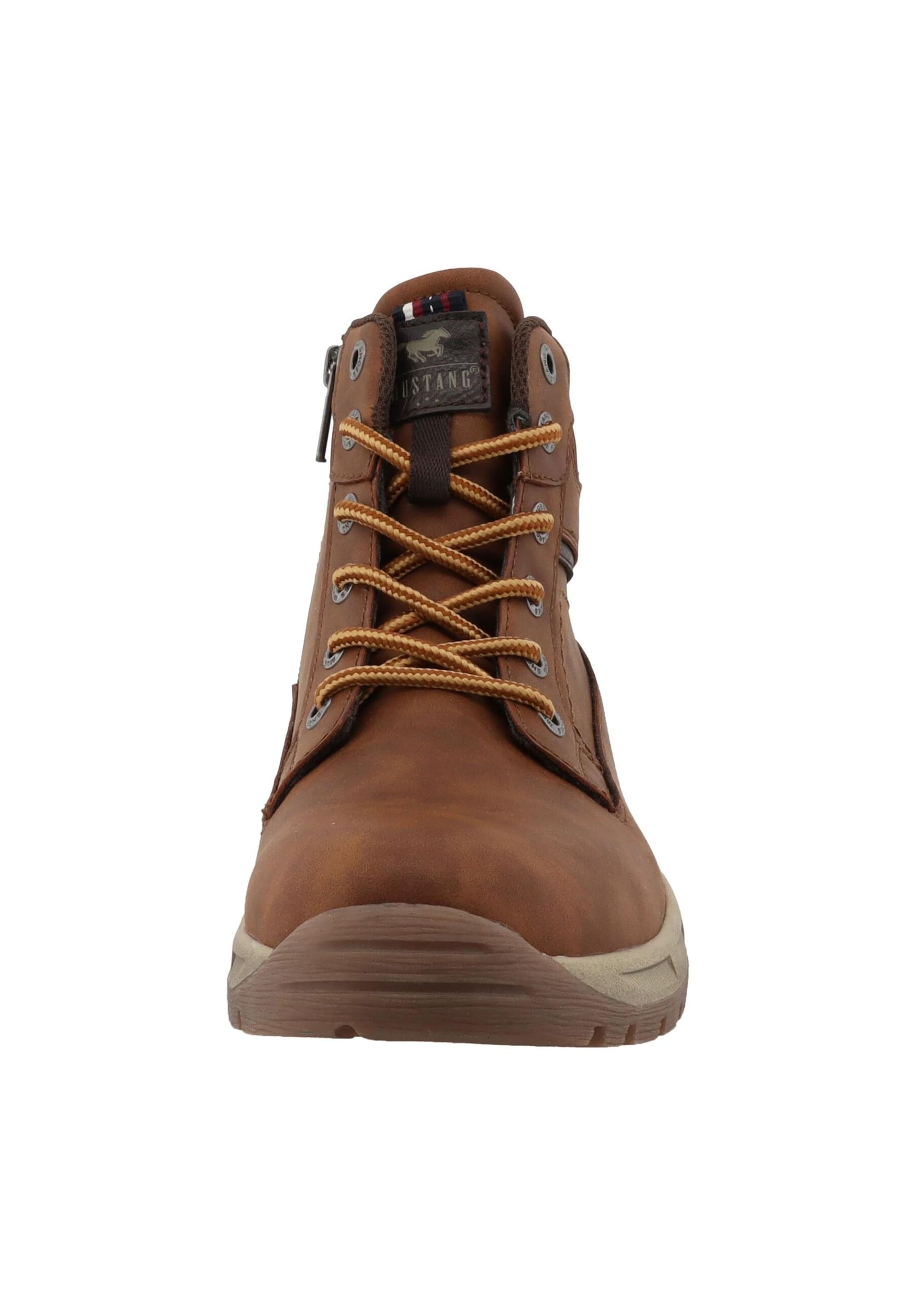 MUSTANG Lace-up boots 'Mered' in Brown