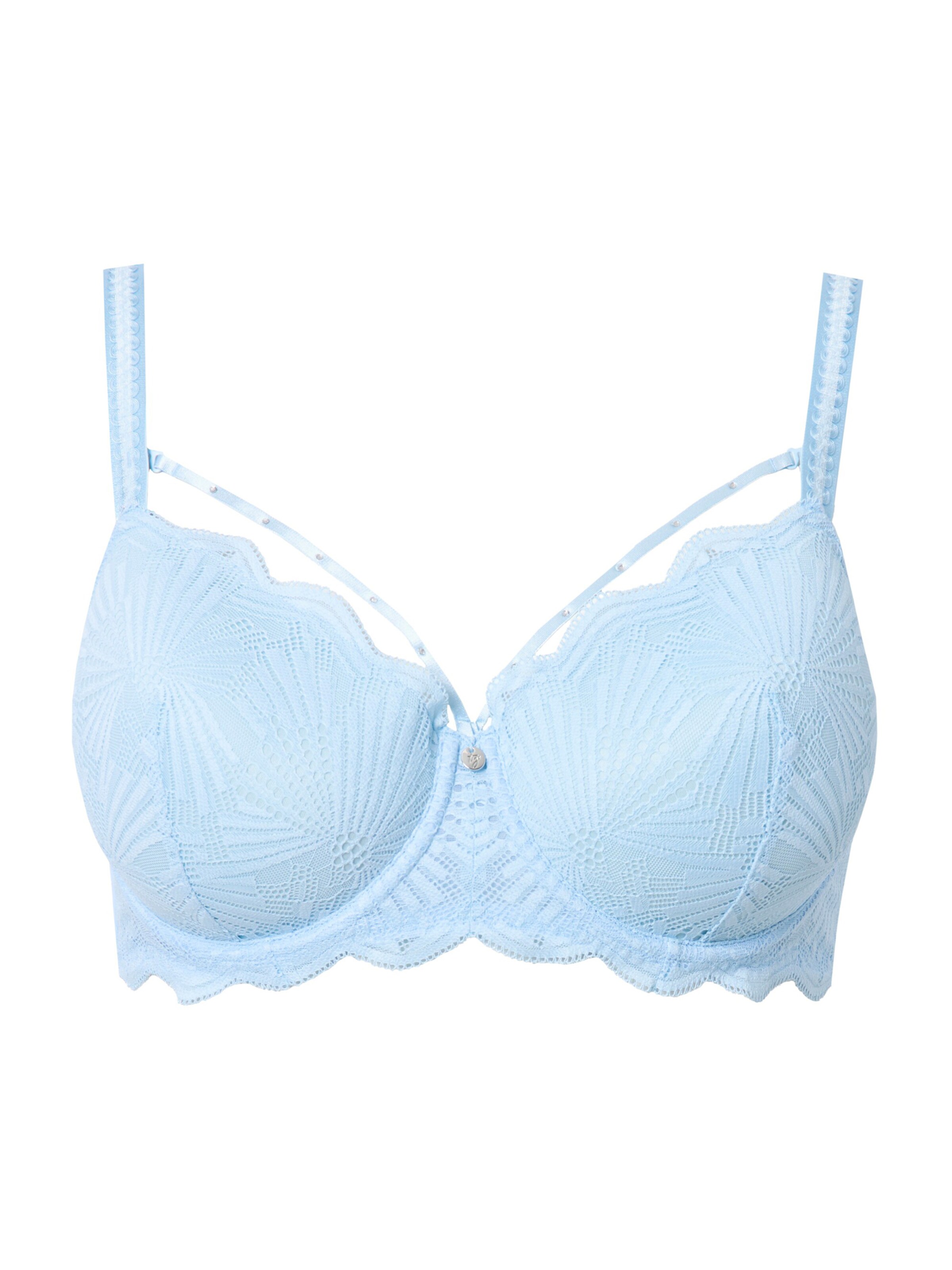 zils Ulla Popken T-krekla Krūšturis: no priekšpuses