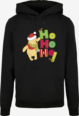 ABSOLUTE CULT Sweatshirt 'Winnie The Pooh - Ho Ho Ho Scarf' in Zwart: voorkant
