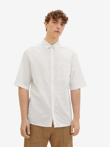 TOM TAILOR DENIM Comfort fit Button Up Shirt in White