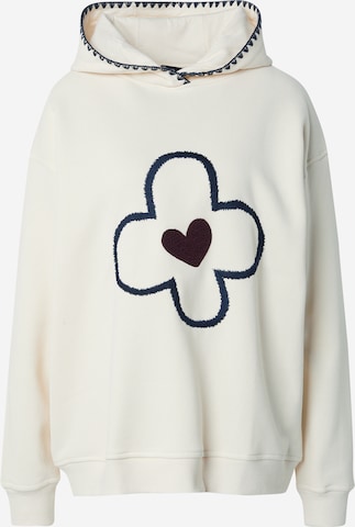 Bluză de molton 'Flower' de la Grace pe alb: față