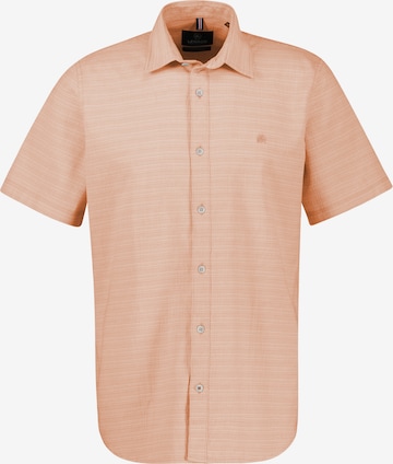 LERROS Regular Fit Kurzarmhemd in Seersuckerqualität in Orange: Vorderseite
