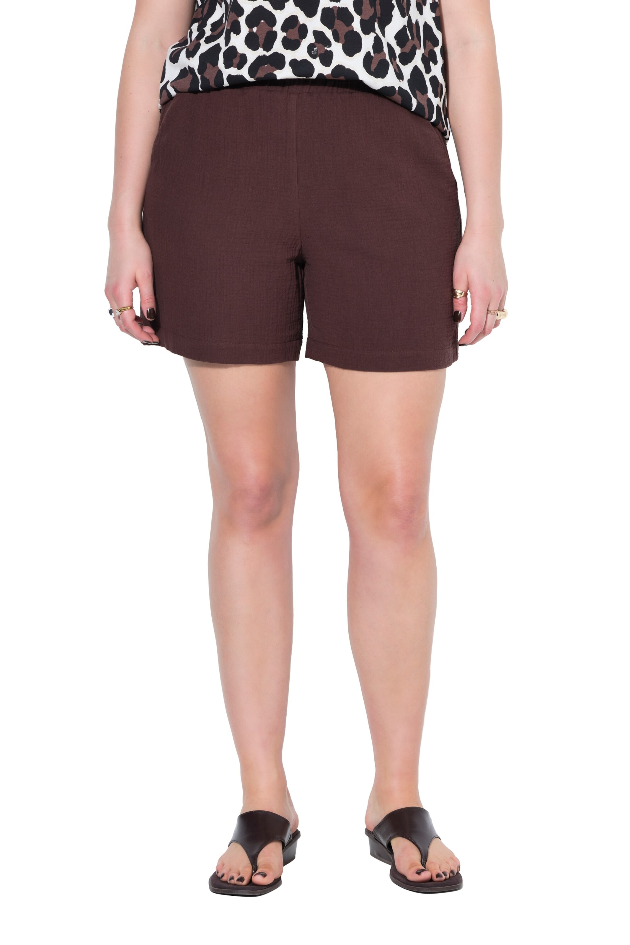Studio Untold Wide leg Broek in Bruin: voorkant