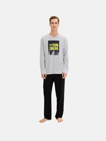 TOM TAILOR Long Pajamas in Grey: front