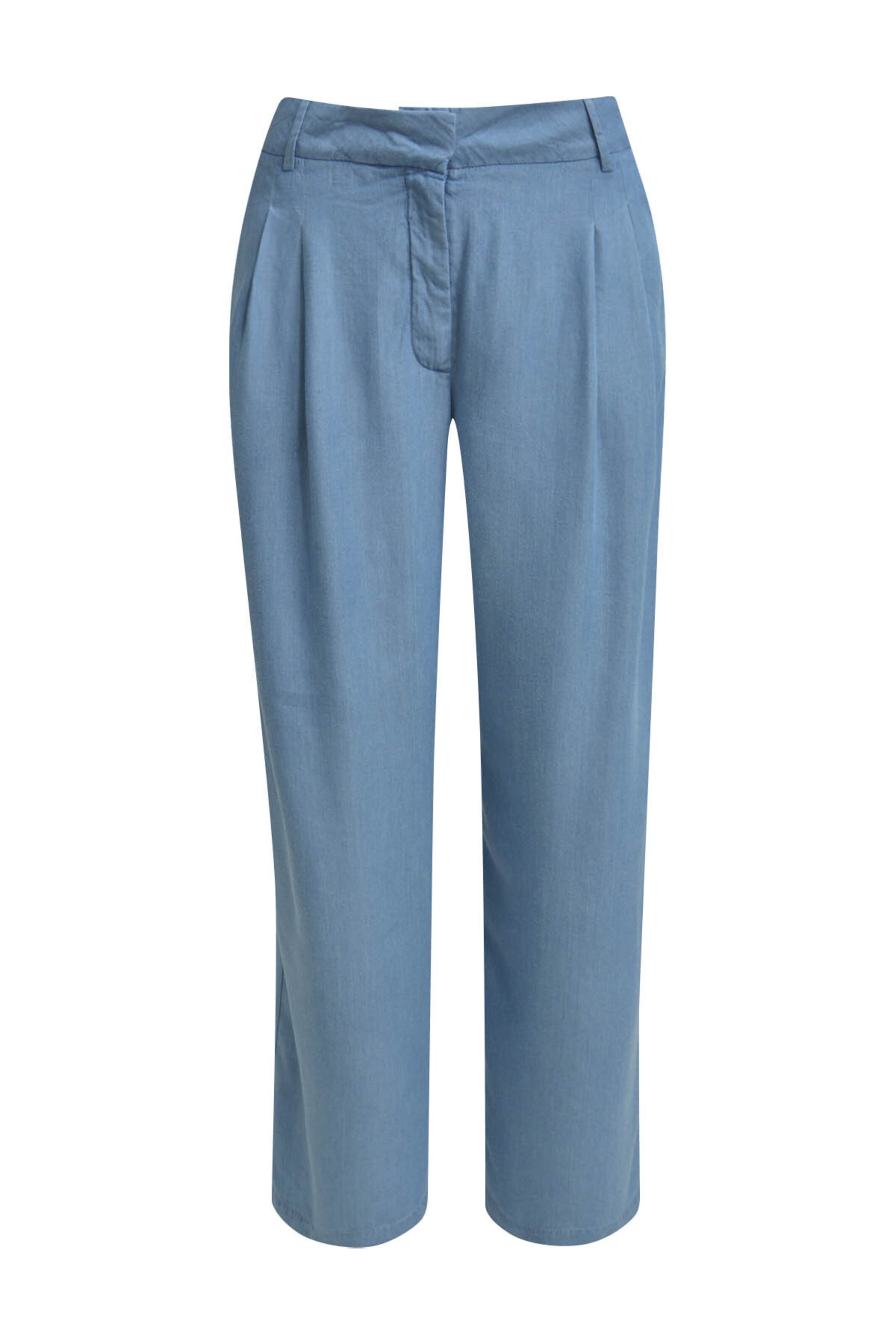 Milano Italy Regular Bundfaltenhose Wide Leg in Blau: Vorderseite