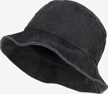 styleBREAKER Hut 'Fischerhut in Washed Optik' in Schwarz: Vorderseite