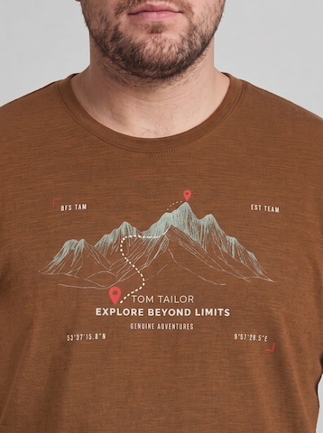 TOM TAILOR Men + Plus Size - T-Shirt mit Print in Braun