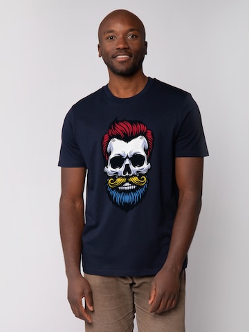 Maglietta 'Hipster Skull' di Watapparel in blu: frontale