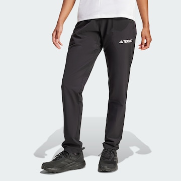 ADIDAS TERREX Slim fit Outdoor Pants 'Essentials' in Black: front