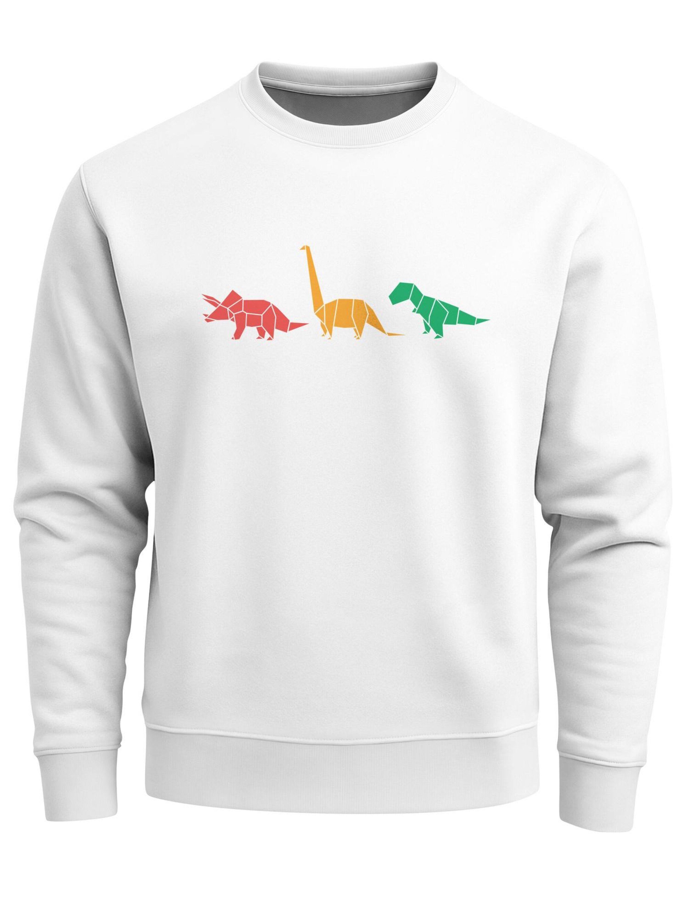 Neverless Sweatshirt 'Geometric Dino' in White: front