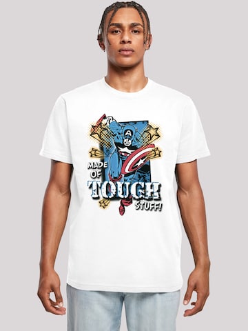 T-Shirt 'Marvel Captain America Made Of Tough Stuff' F4NT4STIC en blanc : devant