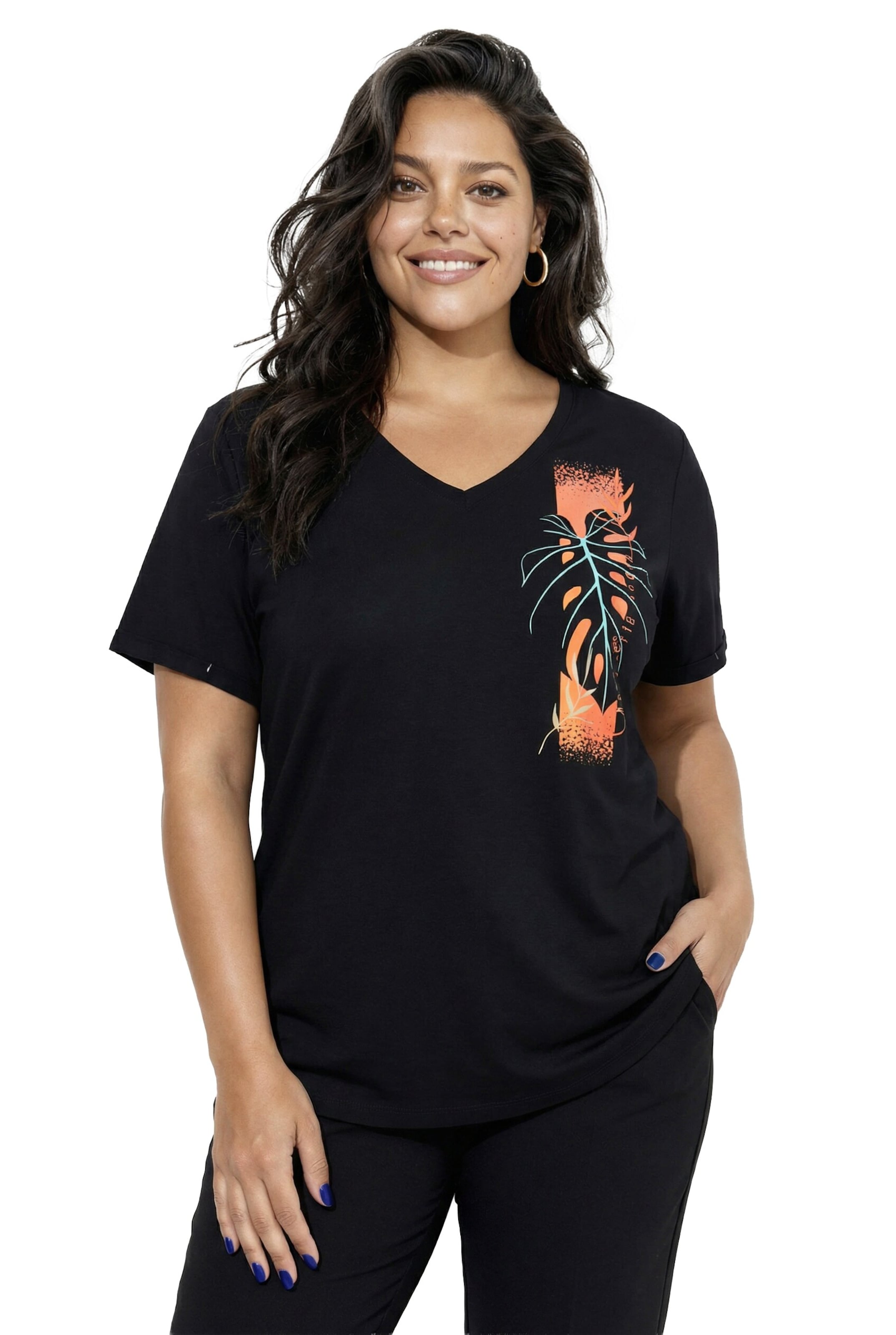 Ulla Popken Shirt in Zwart: voorkant