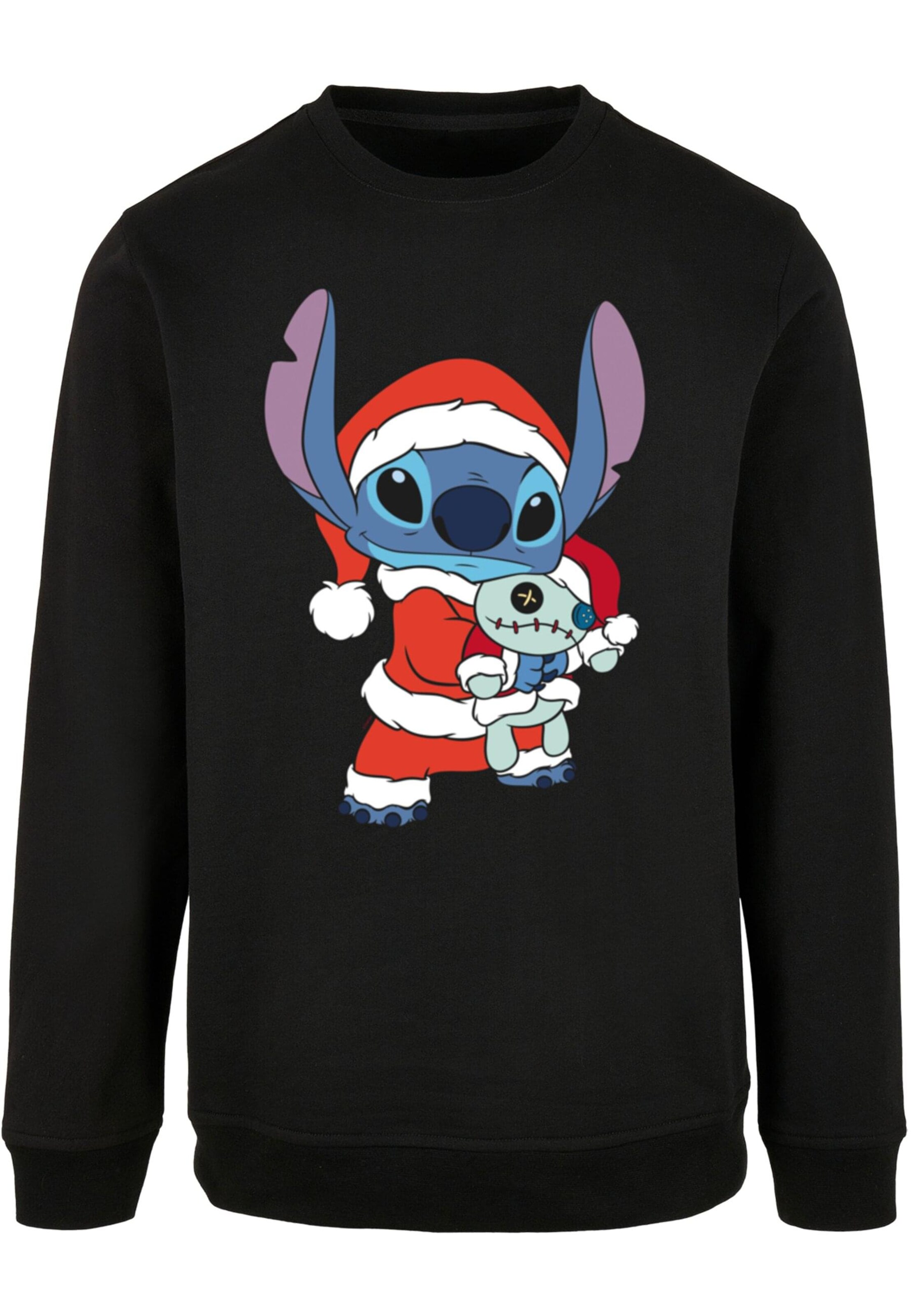 Sweat-shirt 'Lilo And Stitch - Christmas' ABSOLUTE CULT en noir : devant