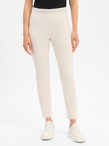 Marc Cain Slimfit Bandplooibroek 'Siena' in Beige: voorkant