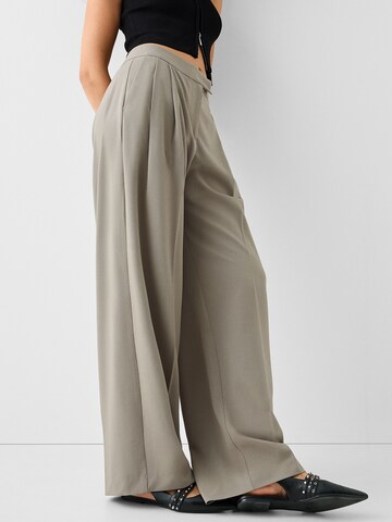 Bershka Wide Leg Hose in Beige