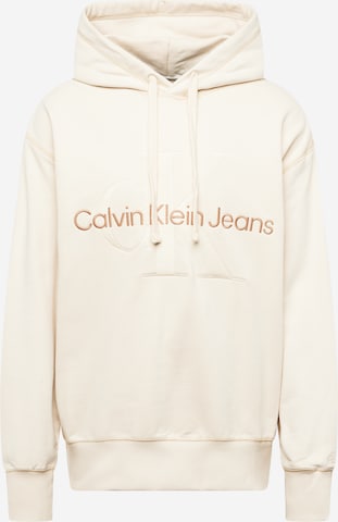 Sweat-shirt Calvin Klein Jeans en beige : devant