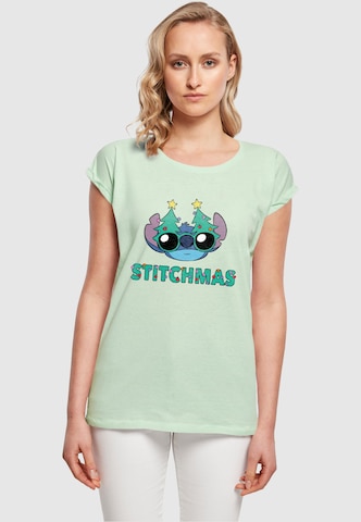ABSOLUTE CULT Shirt 'Lilo And Stitch - Stitchmas Glasses' in Groen: voorkant