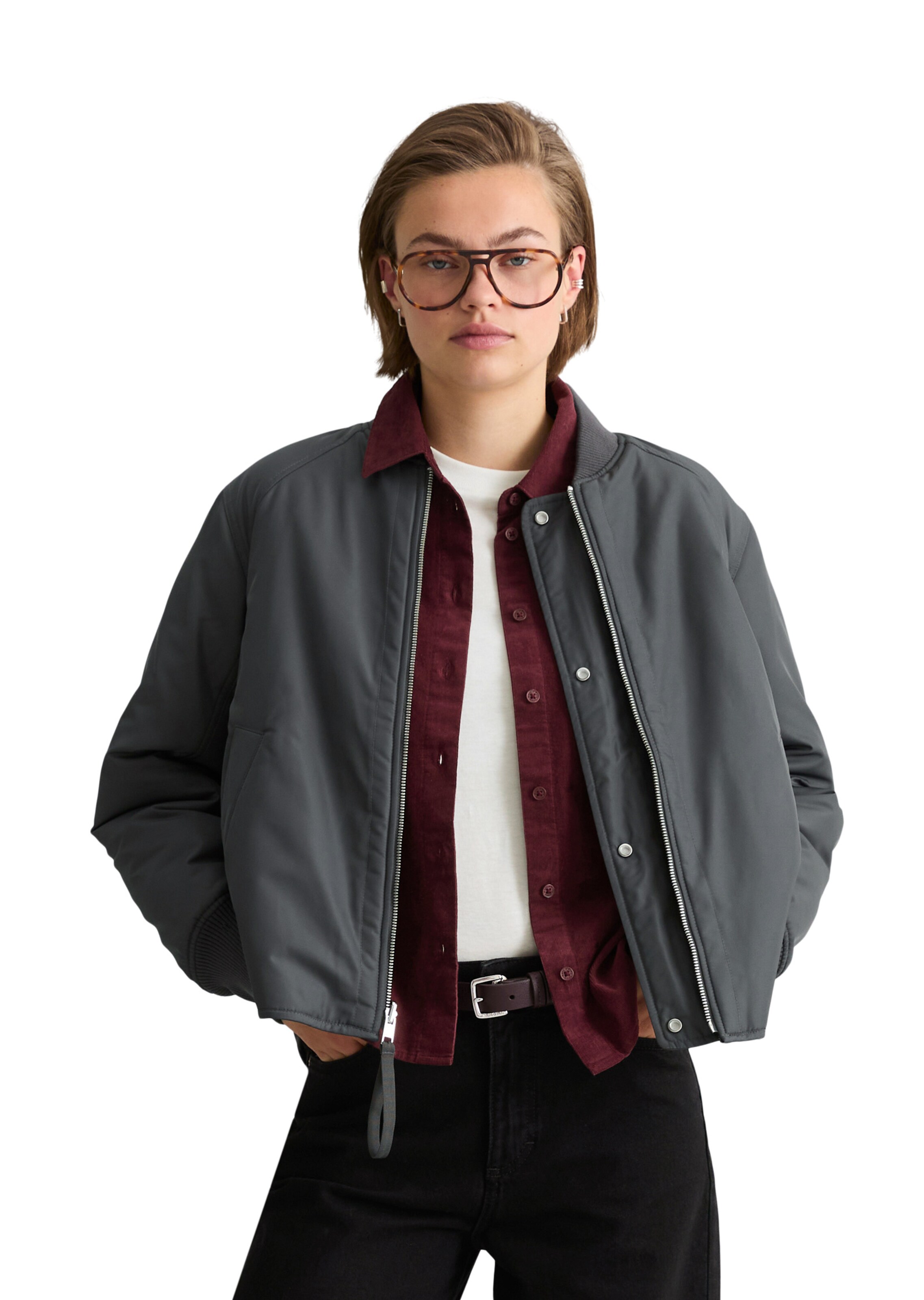 Marc O'Polo DENIM Jacke in Grau: Vorderseite