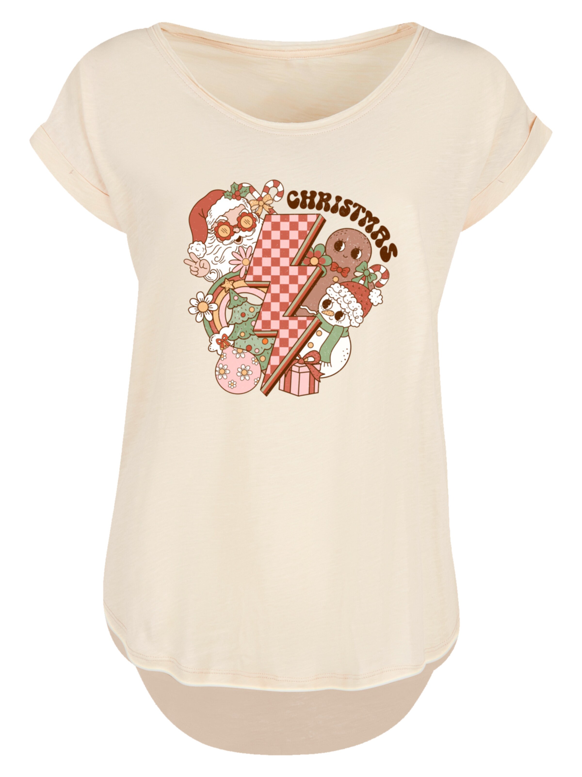 F4NT4STIC Shirt 'Groovy Christmas Flash Cozy Vibes' in Beige: front
