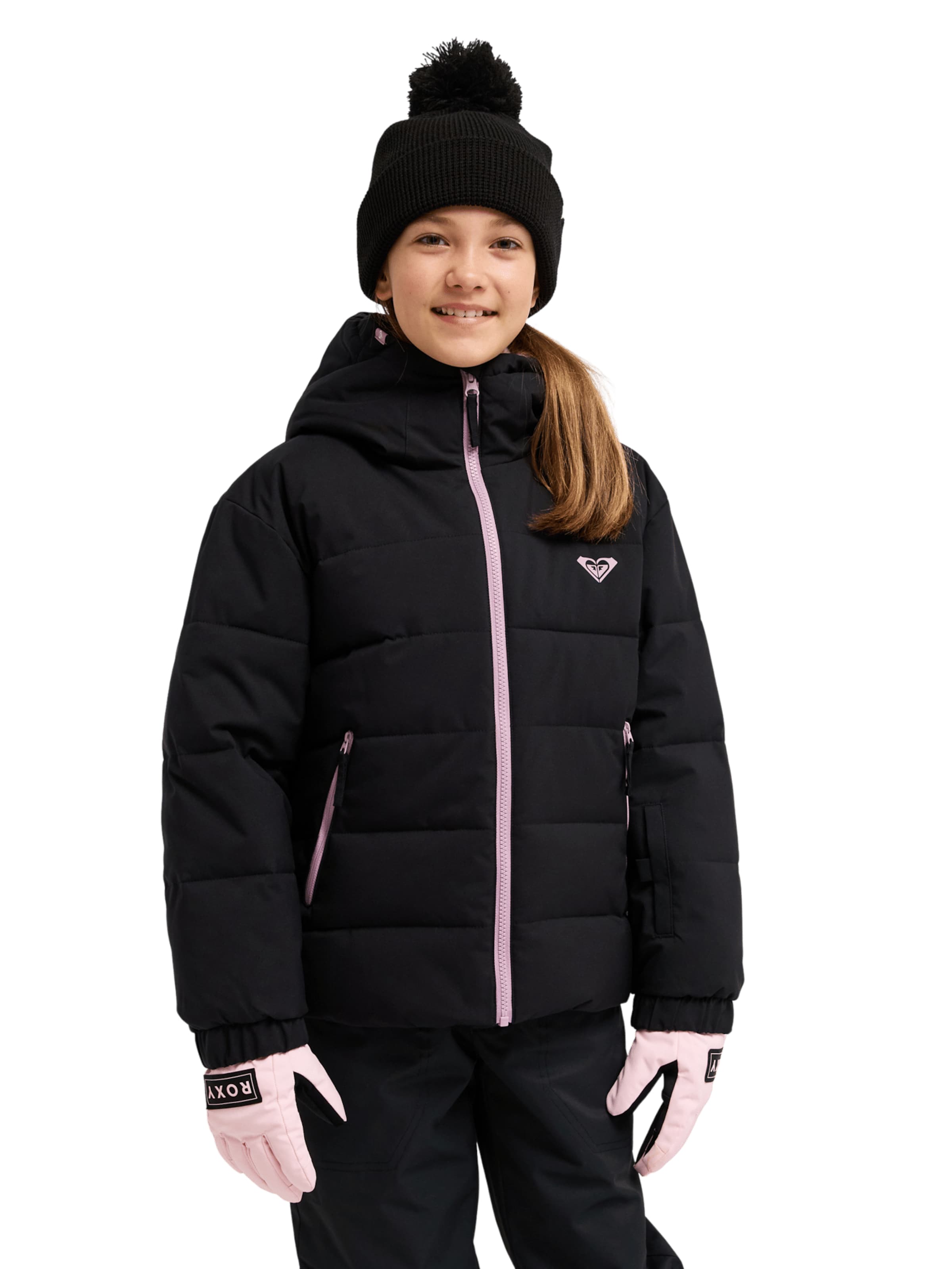 ROXY Athletic Jacket 'Snowyhill Puffy' in Black: front