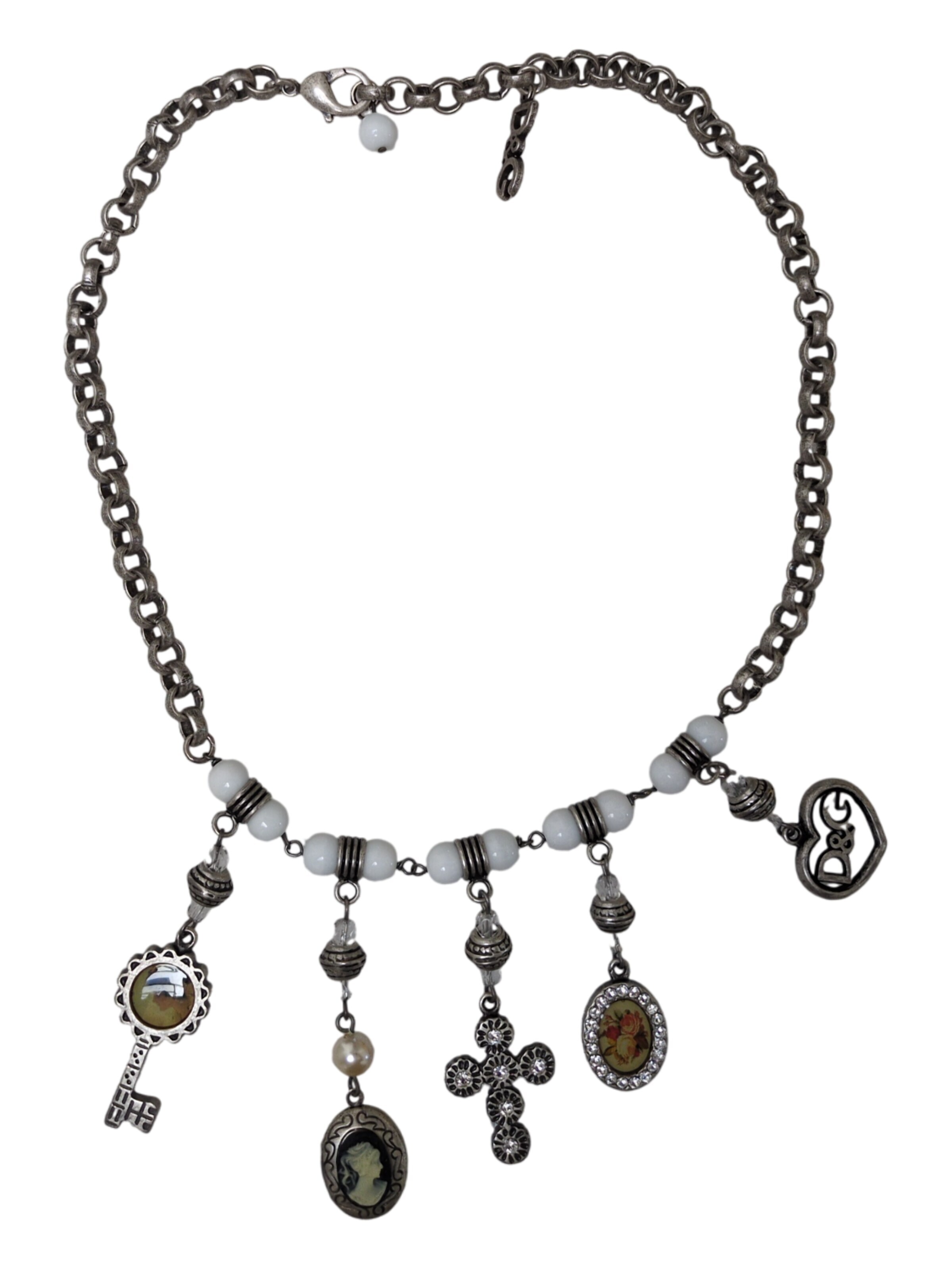 D&G Necklace 'Damencollier Edelstahl - DJ0258' in Grey: front