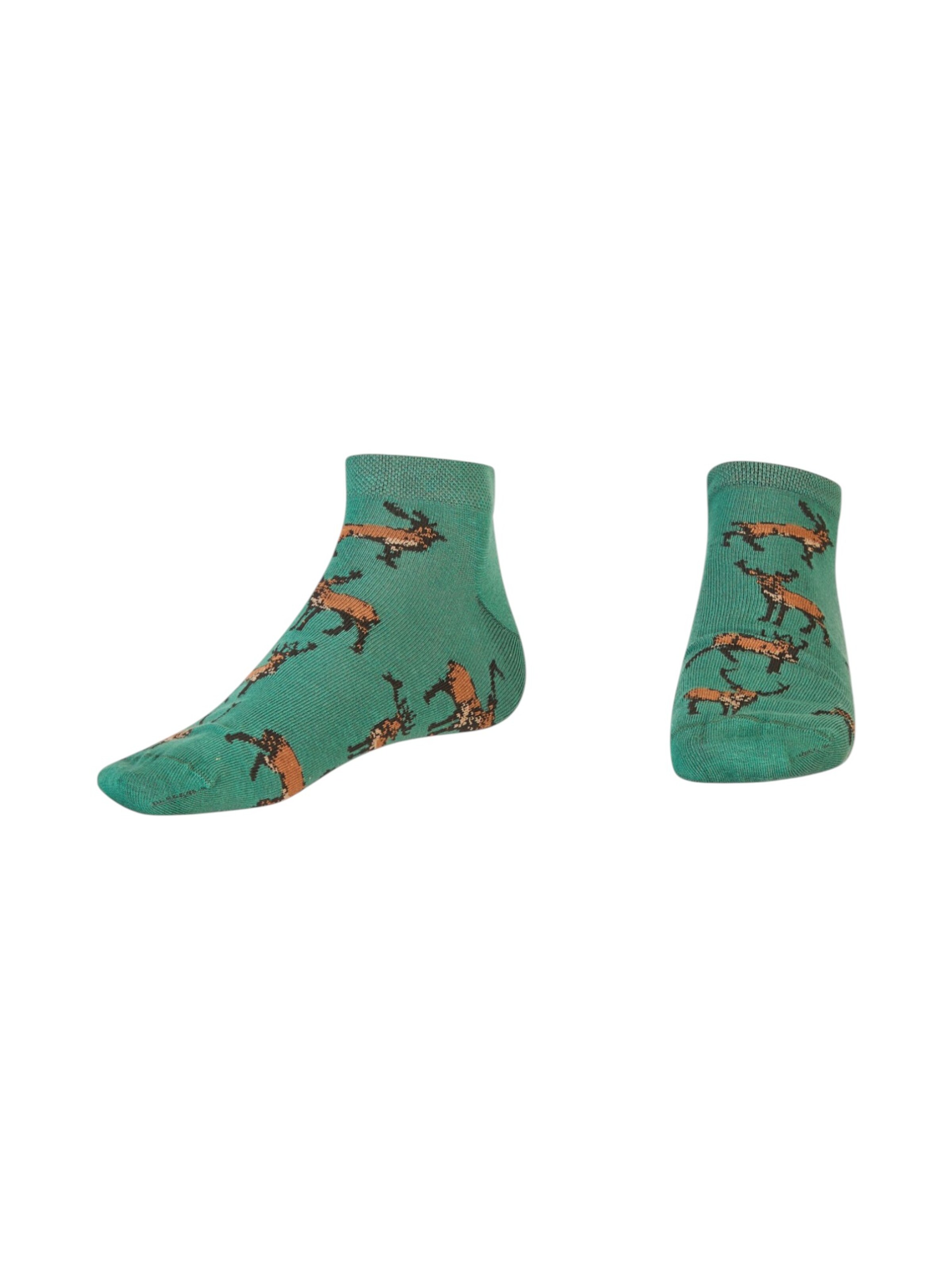 AbgeStrumpft Socks 'Hirsch' in Green: front