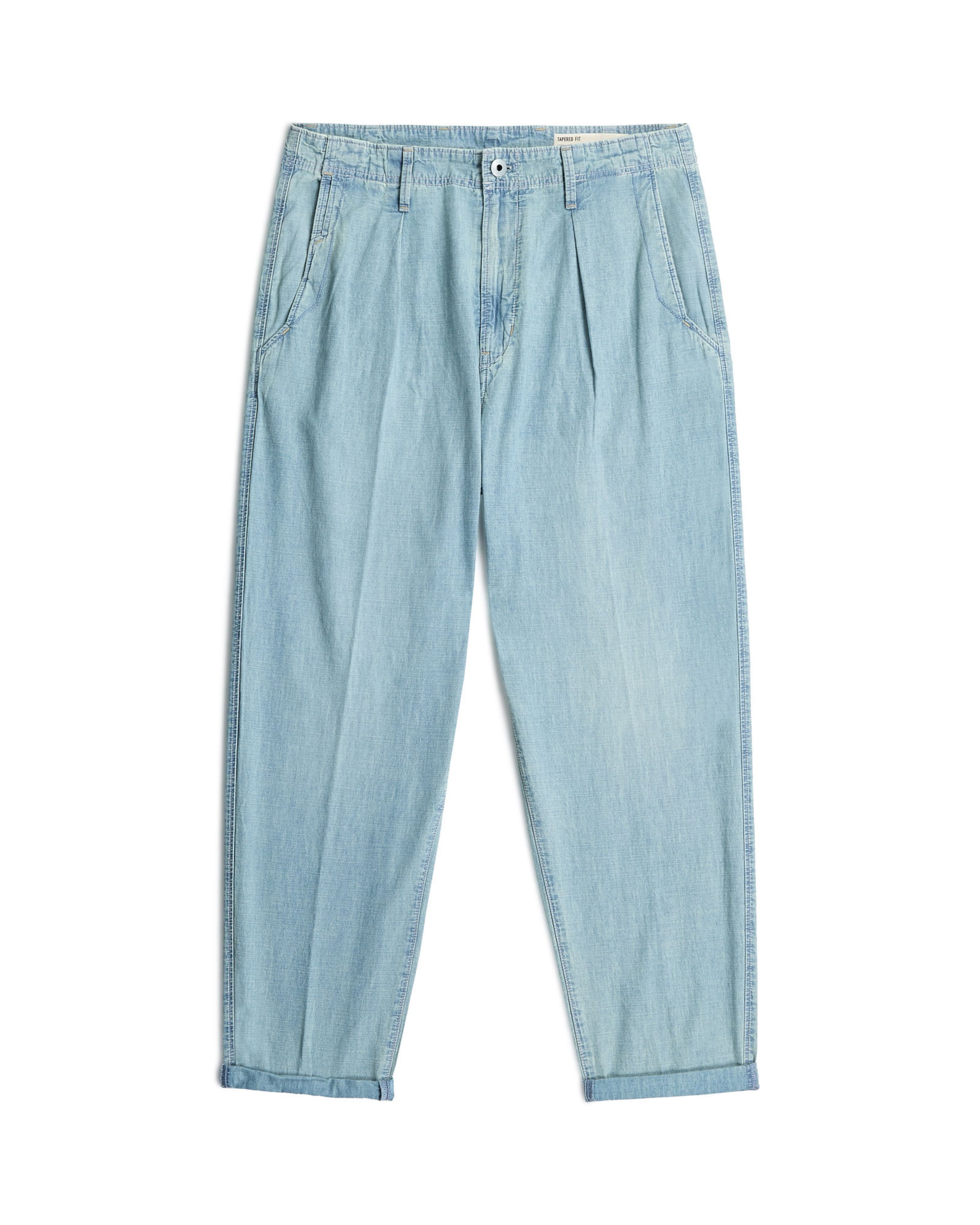 G-STAR Tapered Chino trousers 'Pleated Chino Denim' in Blue: front