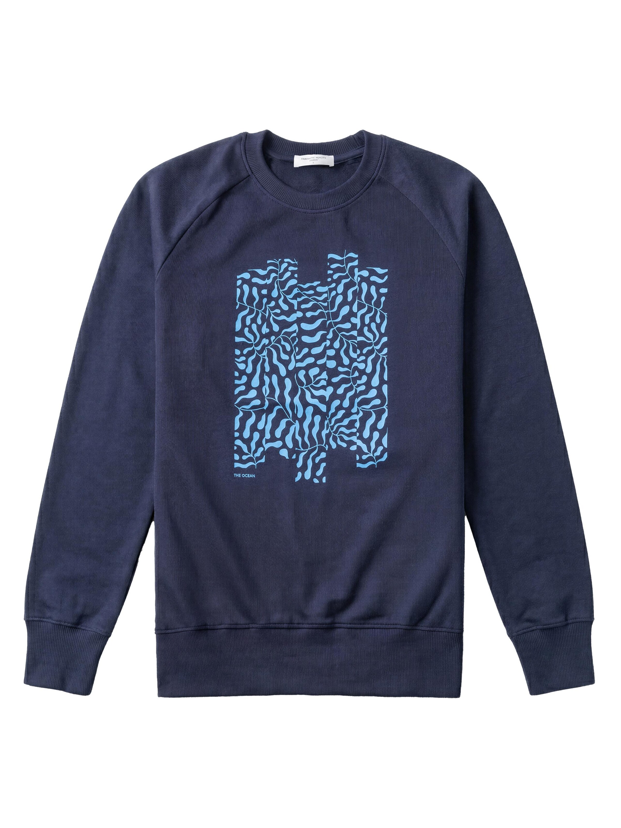 FANTASTIC REALITY STUDIOS Sweatshirt 'THE OCEAN – Bio-Baumwolle'‌‌‌‌‌‌‌ in Blau: Vorderseite