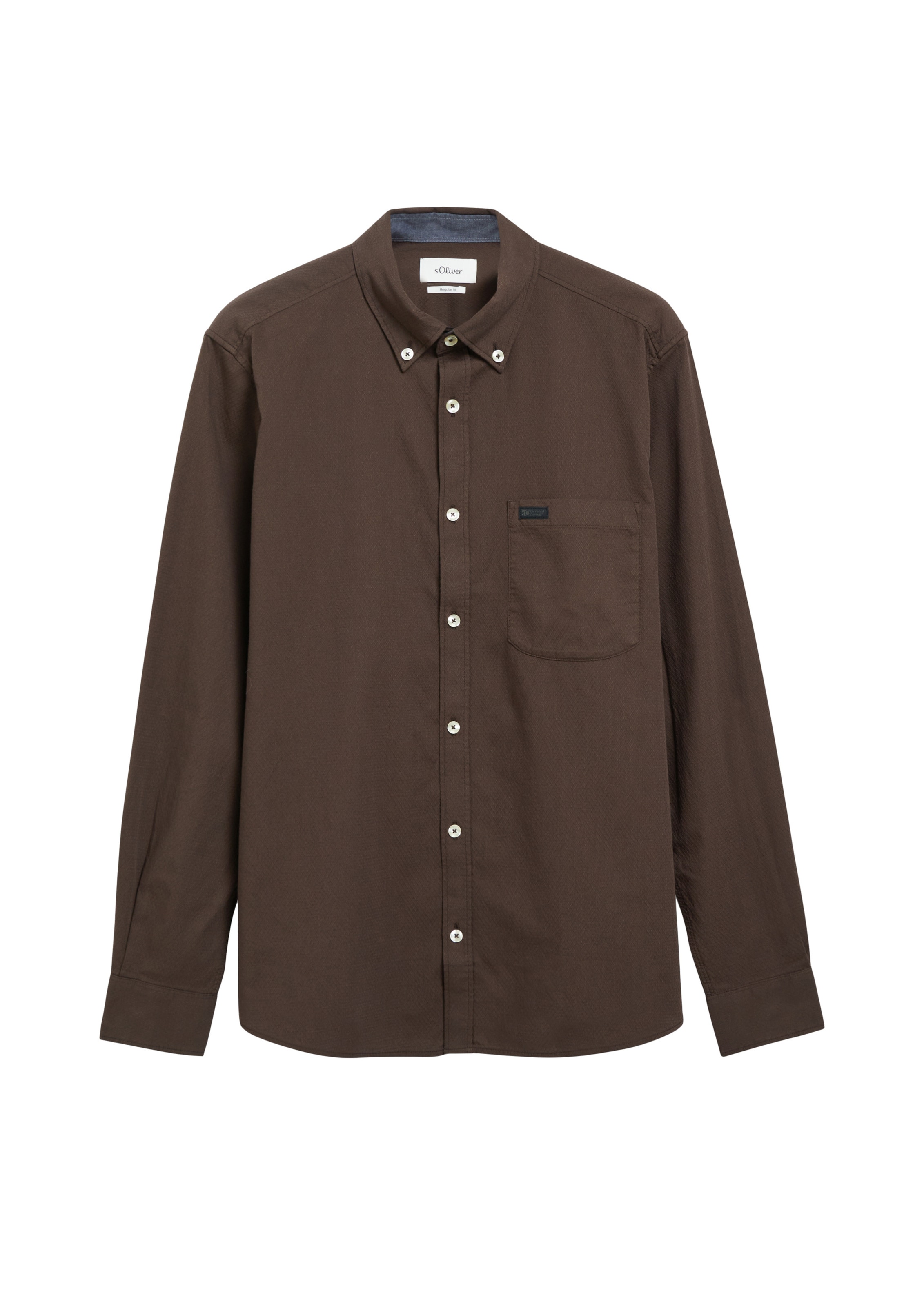 s.Oliver Button Up Shirt in Brown: front