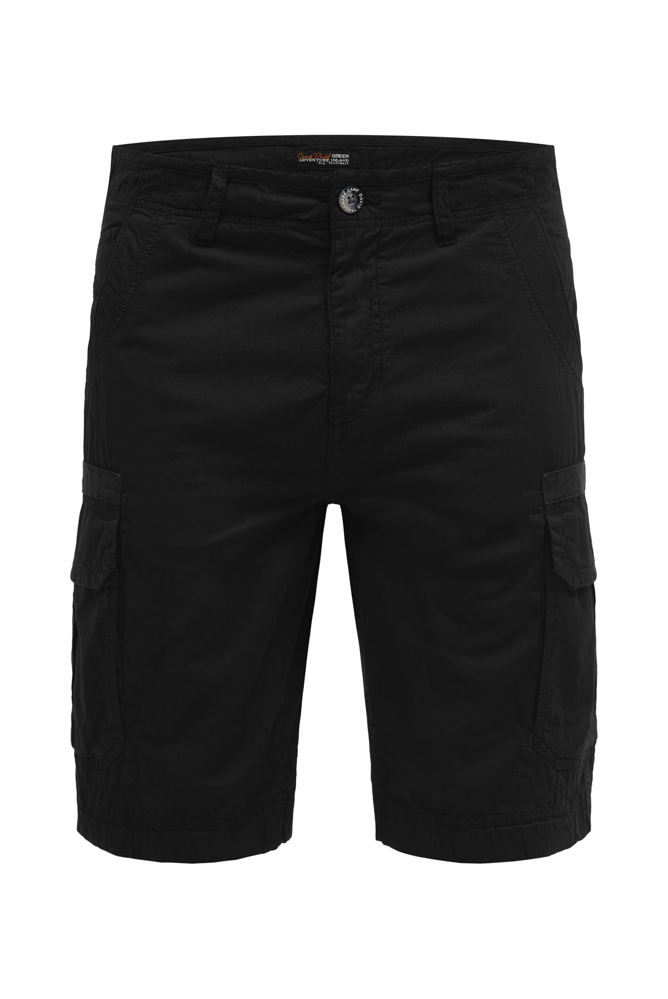 CAMP DAVID Regular Cargo Pants in Black: front