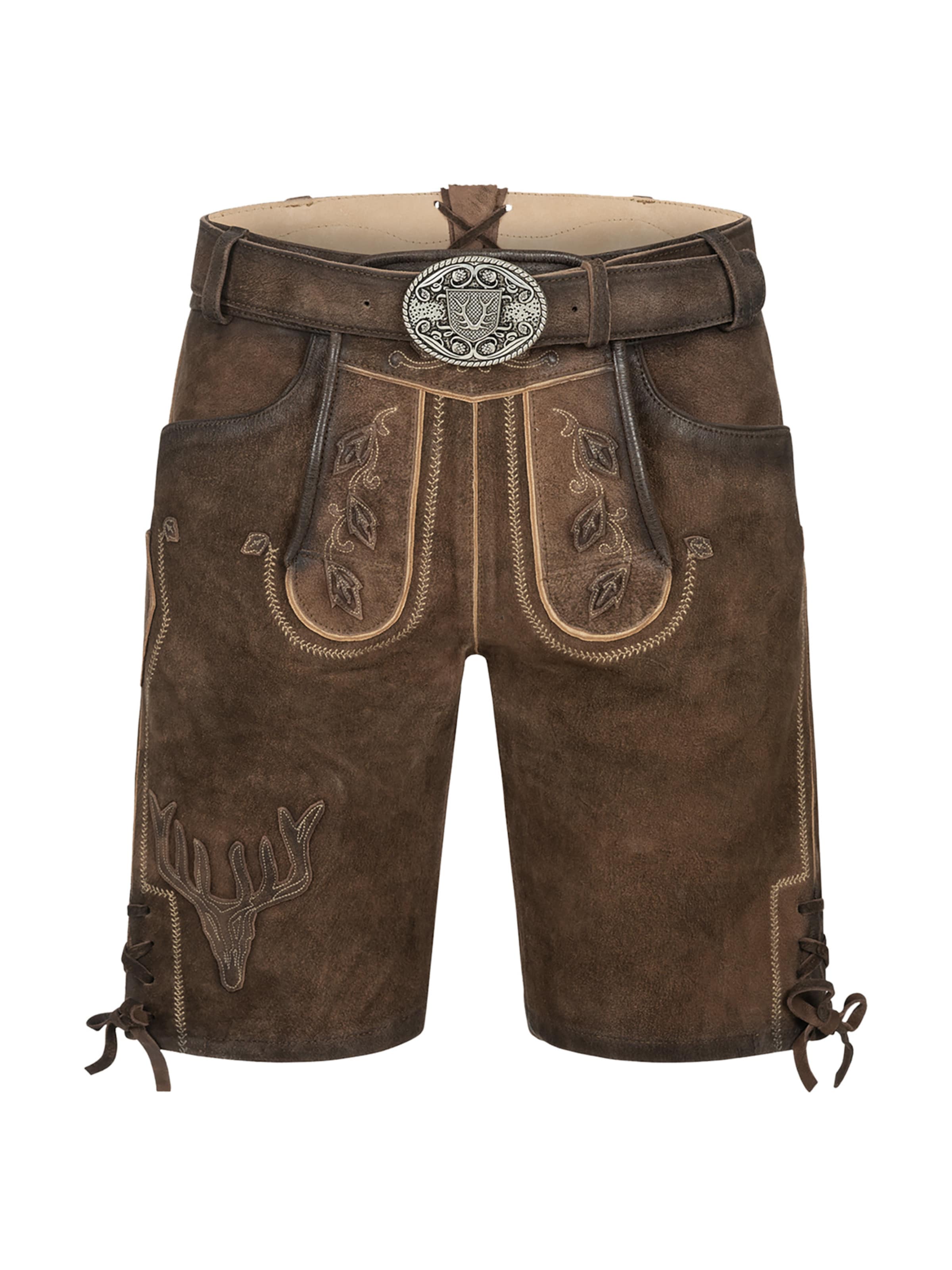 Krüger Buam Regular Traditional pants ' Werner ' in Brown: front