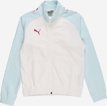 PUMA Athletic Zip-Up Hoodie in White: front