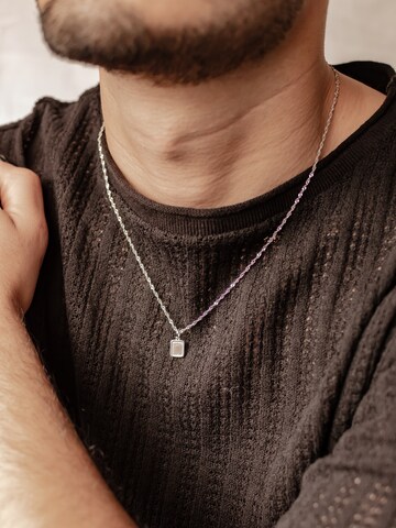 Hey Happiness Necklace 'Square Rope' in Silver: front